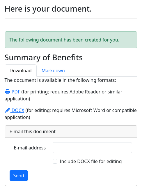 Screenshot of document-docx example